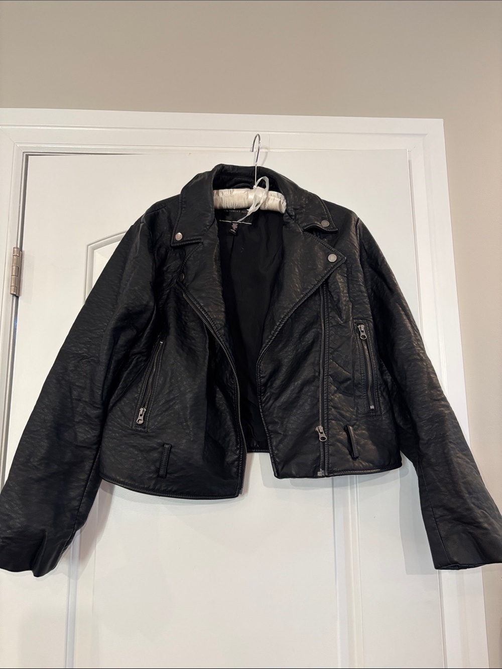Victoria’s Secret Black Faux Leather Moto Jacket - Women's